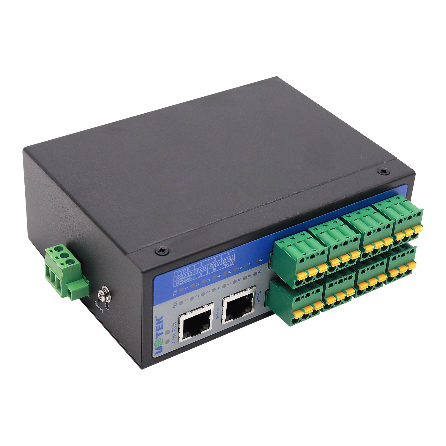 導軌式8口RS-232/485串口服務器